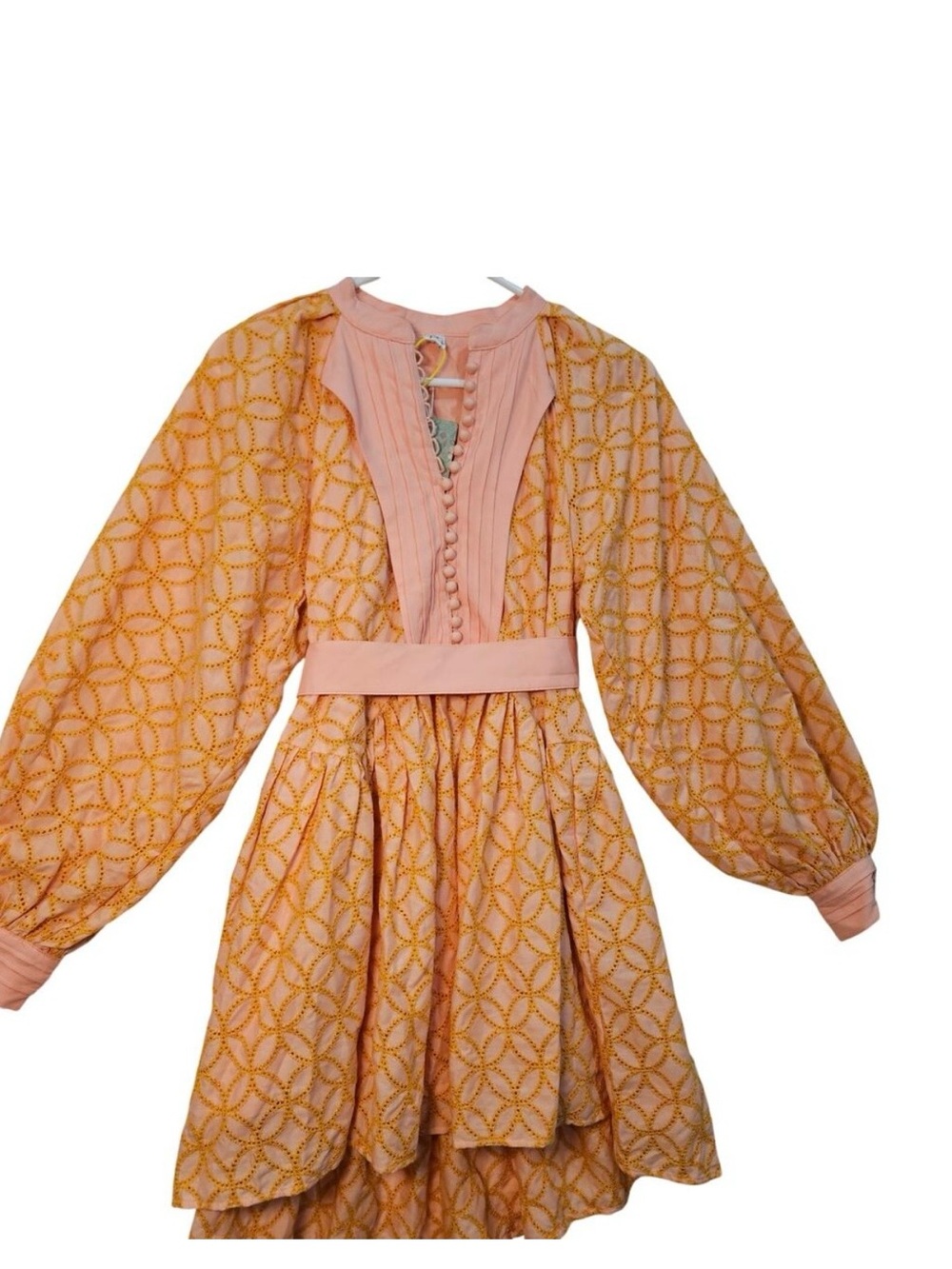 Pink Orange Long Sleeve Dress Lace Eyelet XS NWT Boho
Cottage Babydoll